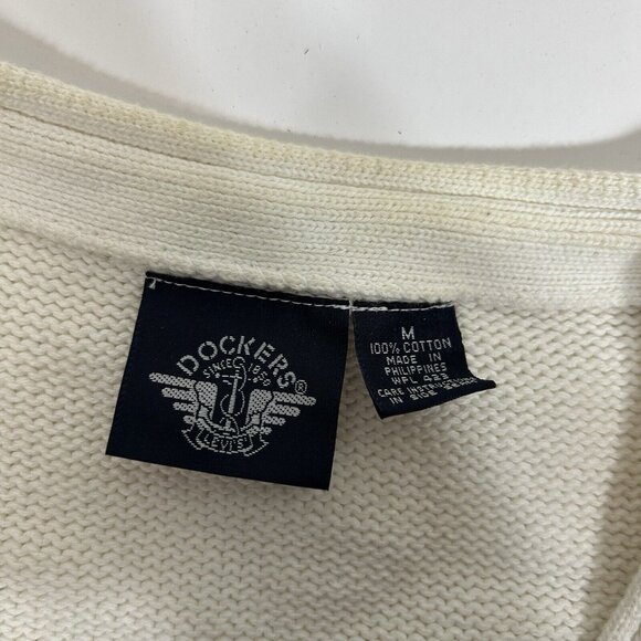 Vtg Dockers Women Heavy Cardigan Sweater Color Block Oversized 100% Cotton Sz M - Picture 5 of 7